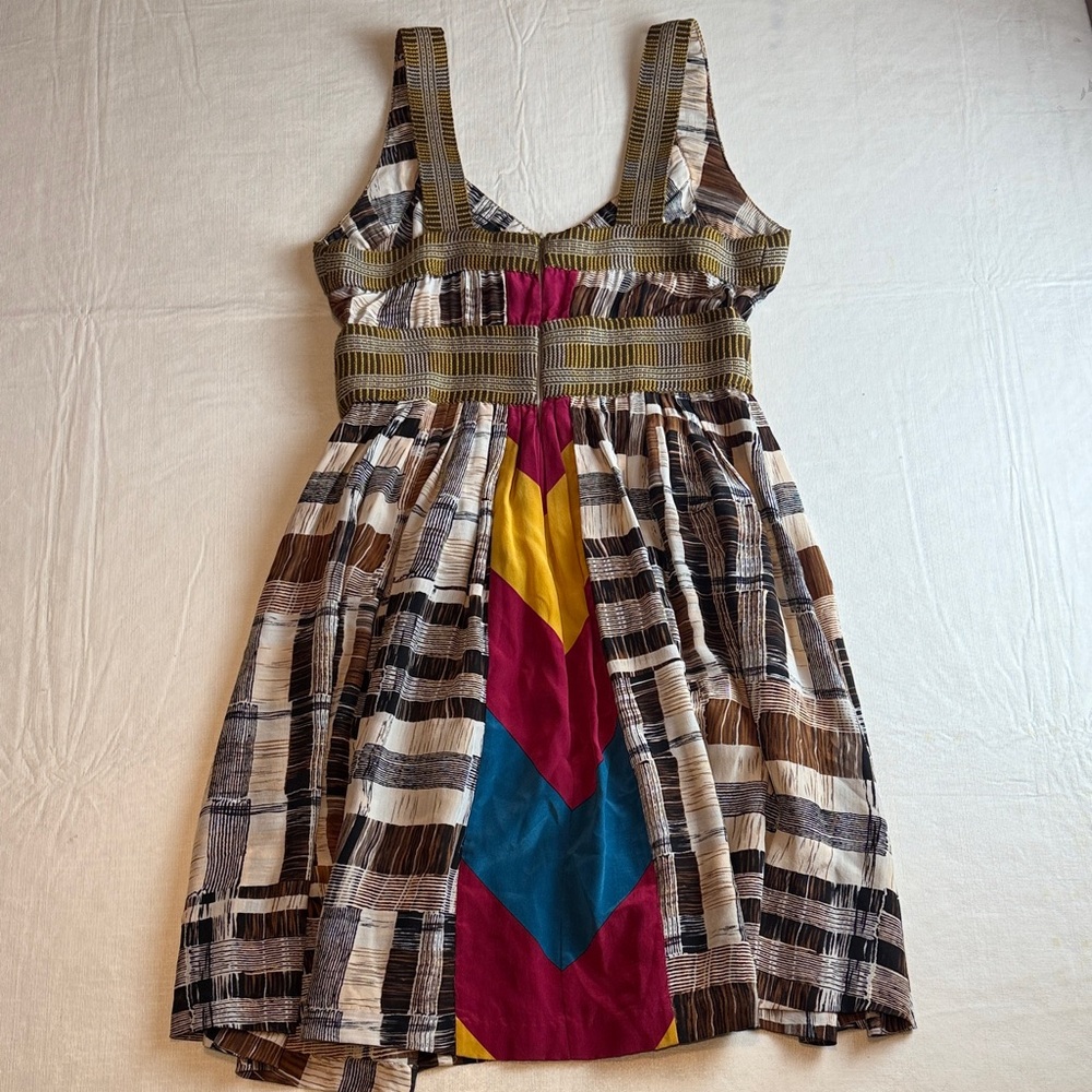 Plenty by Tracy Reese Anthropologie Brown Cream Plaid Sleeveless Silk Sundress 8 - Picture 10 of 13